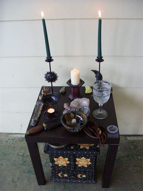 Pagan ceremonial table preparation